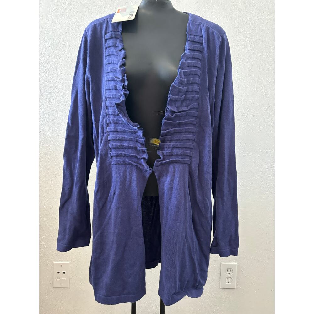 Rip Curl Open Front Cardigan Sweater Womens Sz 14 Large Cotton Blue Coastal New